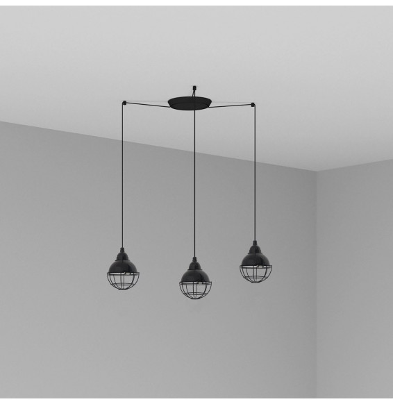FARO - Luminaria suspendida CLAIRE E27 15W 3 lámparas negro