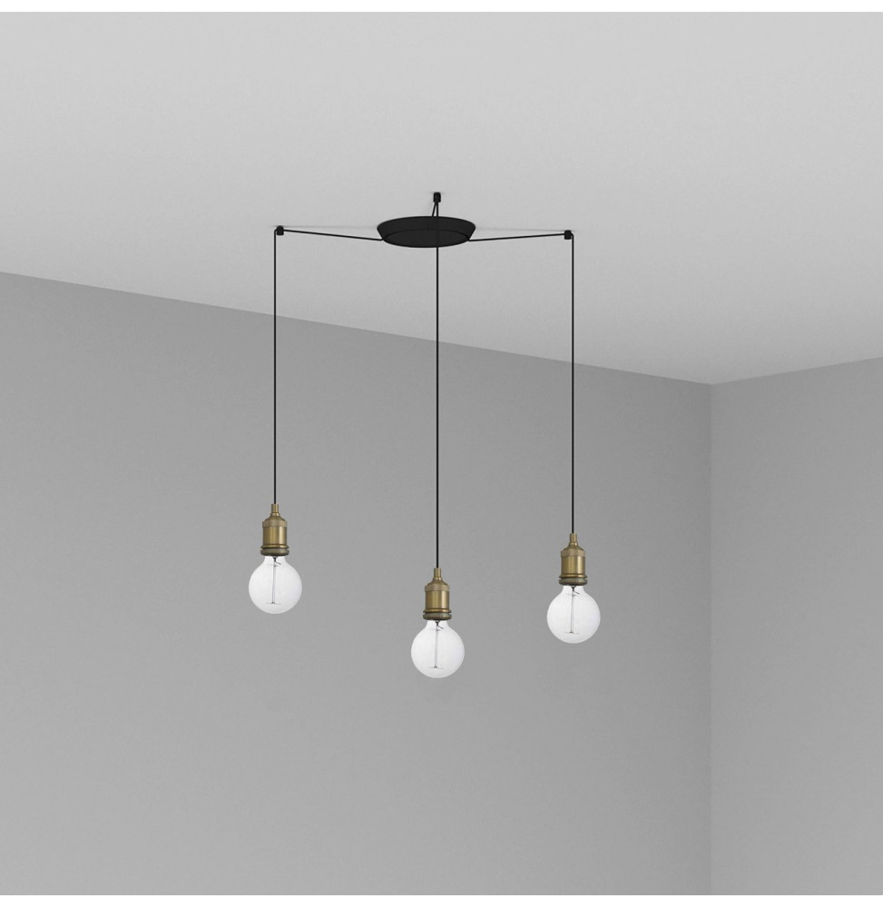 FARO - Luminaria suspendida ART 1xE27 60W 3 lámparas oro viejo