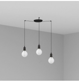 FARO - Luminaria suspendida ART 1xE27 2m cable 3 lámparas negro
