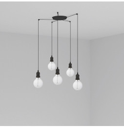 FARO - Luminaria suspendida ART 1xE27 2m cable 5 lámparas negro