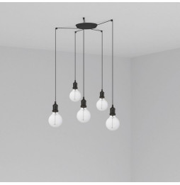 FARO - Luminaria suspendida ART 1xE27 2m cable 5 lámparas negro