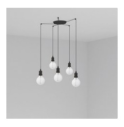 FARO - Luminaria suspendida ART 1xE27 2m cable 5 lámparas negro