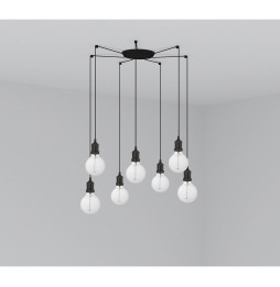 FARO - Luminaria suspendida ART 1xE27 2m cable 7 lámparas negro