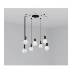 FARO - Luminaria suspendida ART 1xE27 2m cable 7 lámparas negro