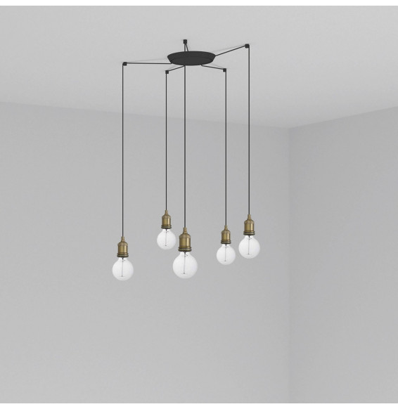 FARO - Luminaria suspendida ART 1xE27 60W 5 lámparas oro viejo