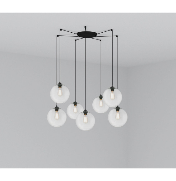 FARO - Luminaria suspendida CLARA E27 100W 7 lámparas transparente