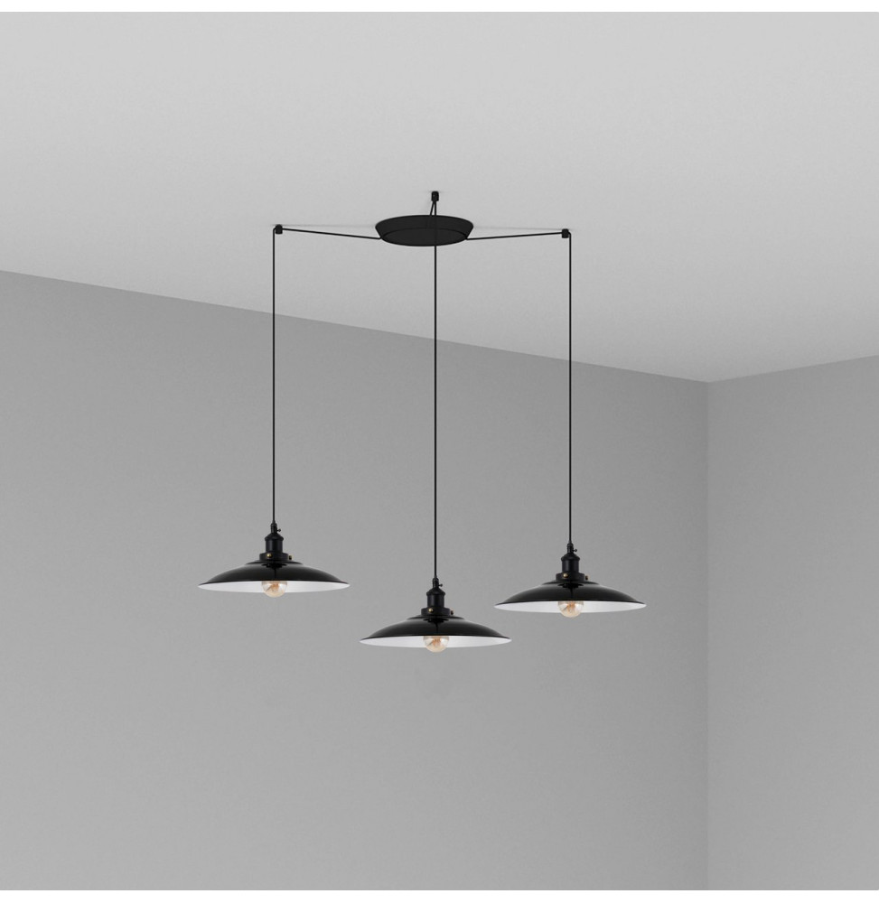 FARO - Luminaria suspendida LANG E27 3 lámparas negro