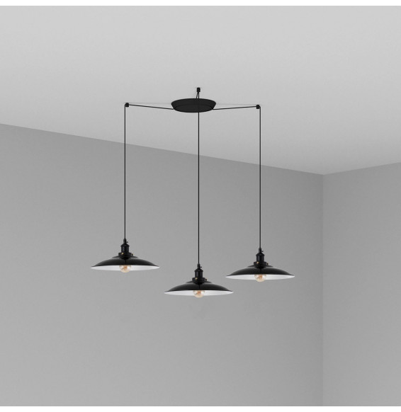 FARO - Luminaria suspendida LANG E27 3 lámparas negro