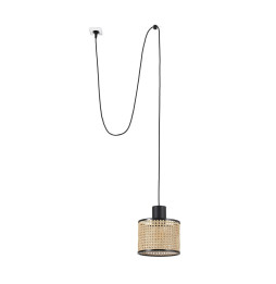 FARO - Luminaria suspendida MAMBO clavija pantalla ratán E27 diámetro 210x159mm