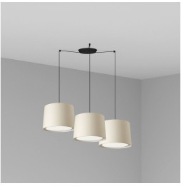 FARO - Luminaria suspendida CONGA negro E27 500x350mm beige 3 lámparas