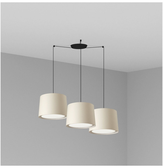 FARO - Luminaria suspendida CONGA negro E27 500x350mm beige 3 lámparas