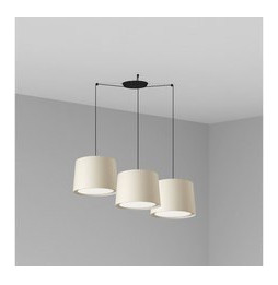 FARO - Luminaria suspendida CONGA negro E27 500x350mm beige 3 lámparas