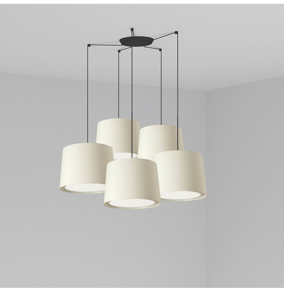 FARO - Luminaria suspendida CONGA negro E27 500x350mm blanca 5 lámparas
