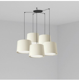 FARO - Luminaria suspendida CONGA negro E27 500x350mm blanca 5 lámparas