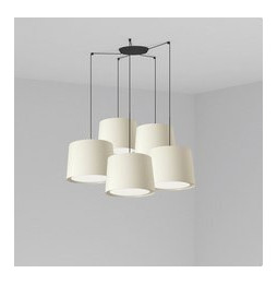 FARO - Luminaria suspendida CONGA negro E27 500x350mm blanca 5 lámparas