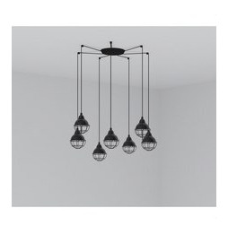 FARO - Luminaria suspendida CLAIRE E27 15W 7 lámparas negro