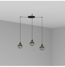 FARO - Luminaria suspendida CLAIRE E27 15W 3 lámparas verde