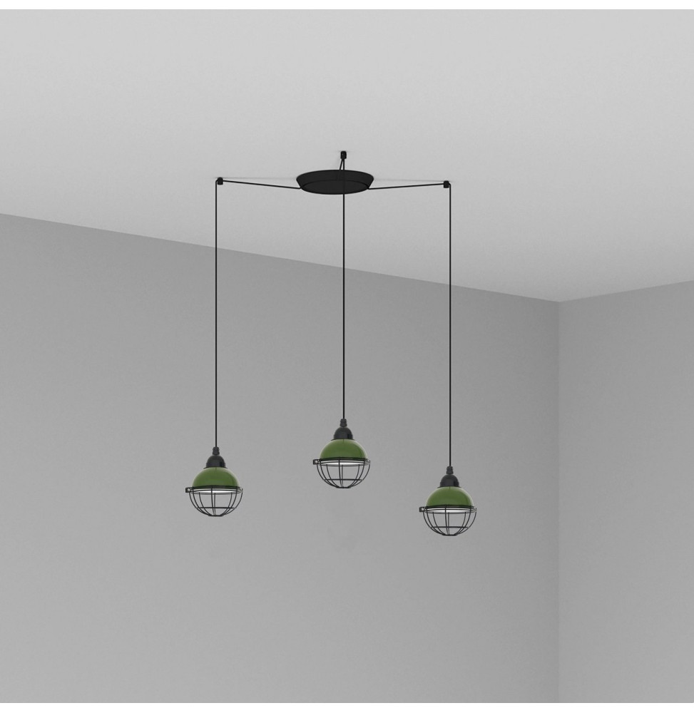 FARO - Luminaria suspendida CLAIRE E27 15W 3 lámparas verde