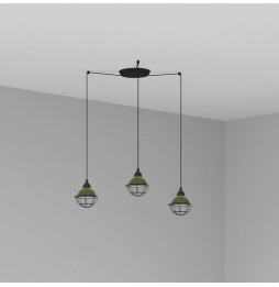 FARO - Luminaria suspendida CLAIRE E27 15W 3 lámparas verde