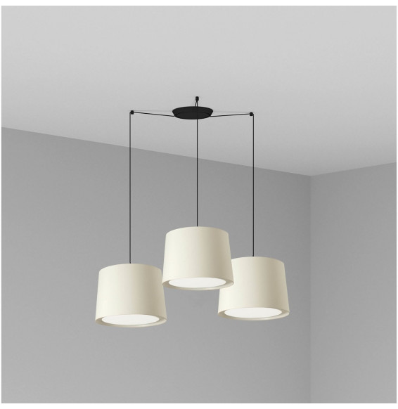 FARO - Luminaria suspendida CONGA negro E27 500x350mm blanca 3 lámparas