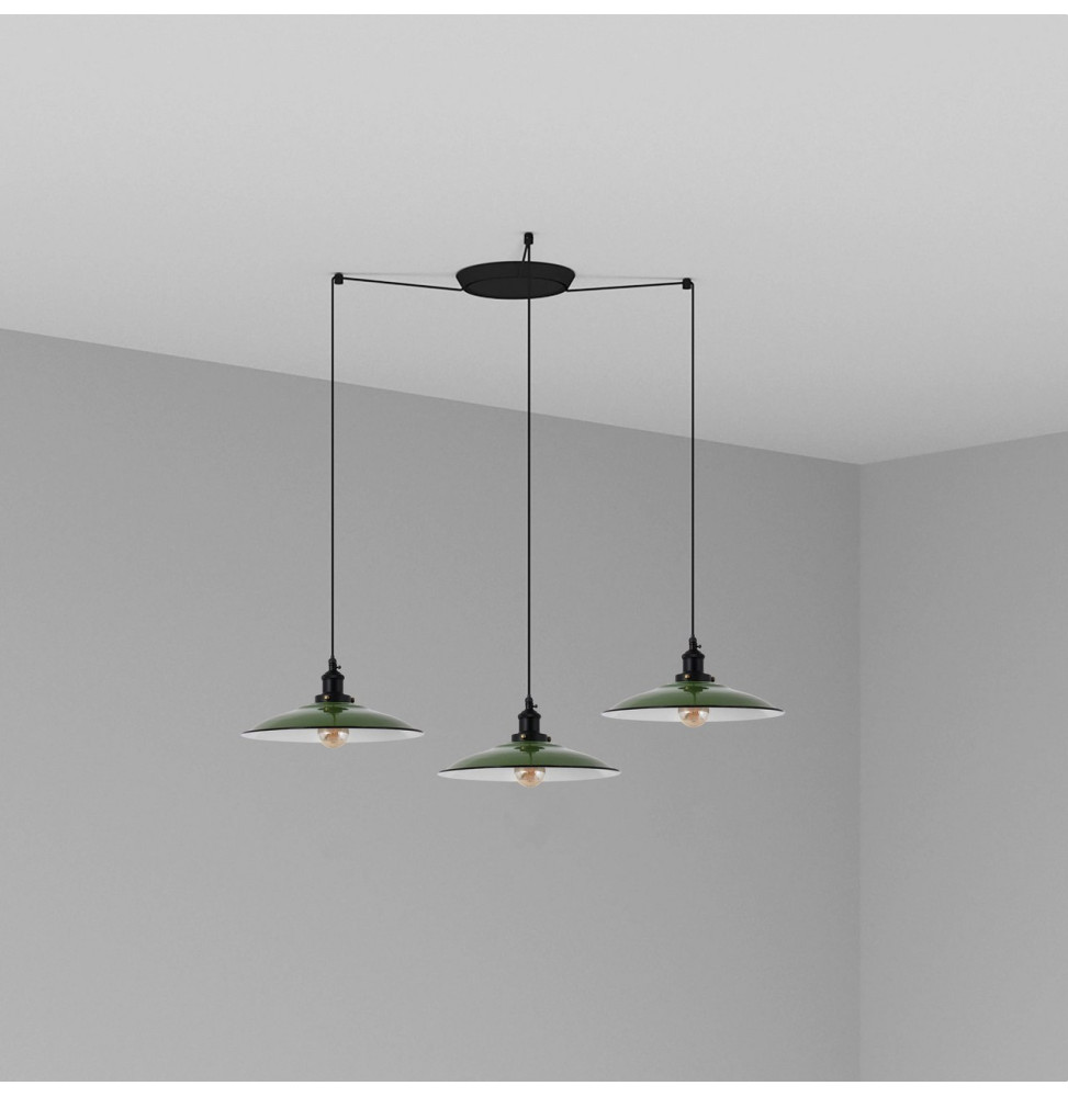 FARO - Luminaria suspendida LANG E27 3 lámparas verde