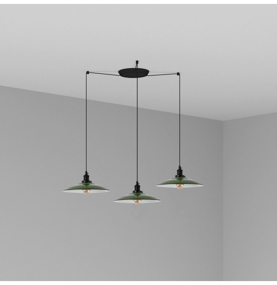 FARO - Luminaria suspendida LANG E27 3 lámparas verde