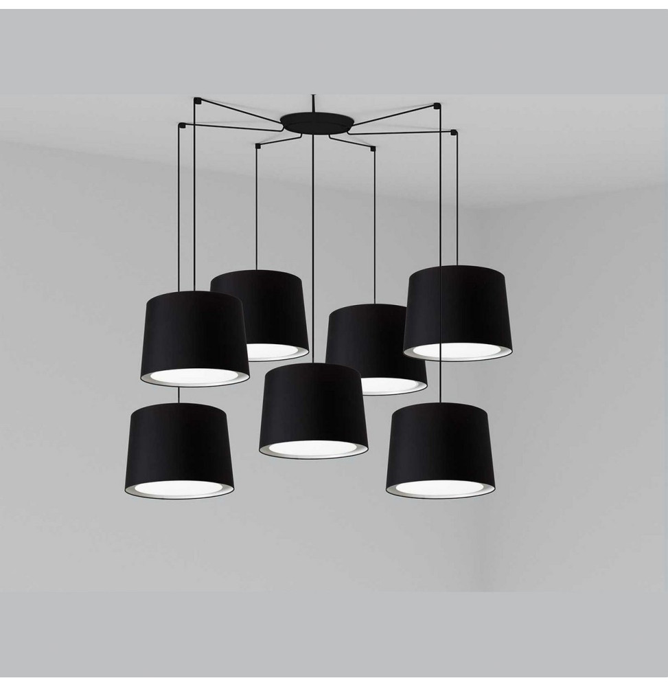 FARO - Luminaria suspendida CONGA negro E27 500x350mm negra 7 lámparas