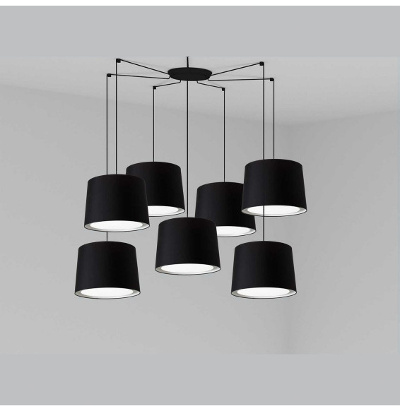 FARO - Luminaria suspendida CONGA negro E27 500x350mm negra 7 lámparas