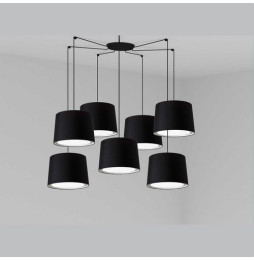 FARO - Luminaria suspendida CONGA negro E27 500x350mm negra 7 lámparas