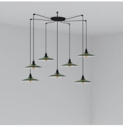 FARO - Luminaria suspendida LANG E27 7 lámparas verde