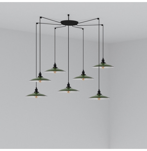 FARO - Luminaria suspendida LANG E27 7 lámparas verde