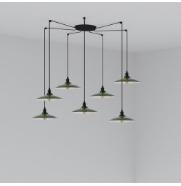 FARO - Luminaria suspendida LANG E27 7 lámparas verde