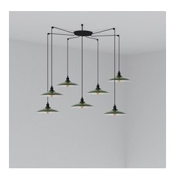 FARO - Luminaria suspendida LANG E27 7 lámparas verde
