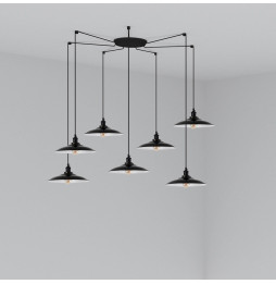 FARO - Luminaria suspendida LANG E27 7 lámparas negro