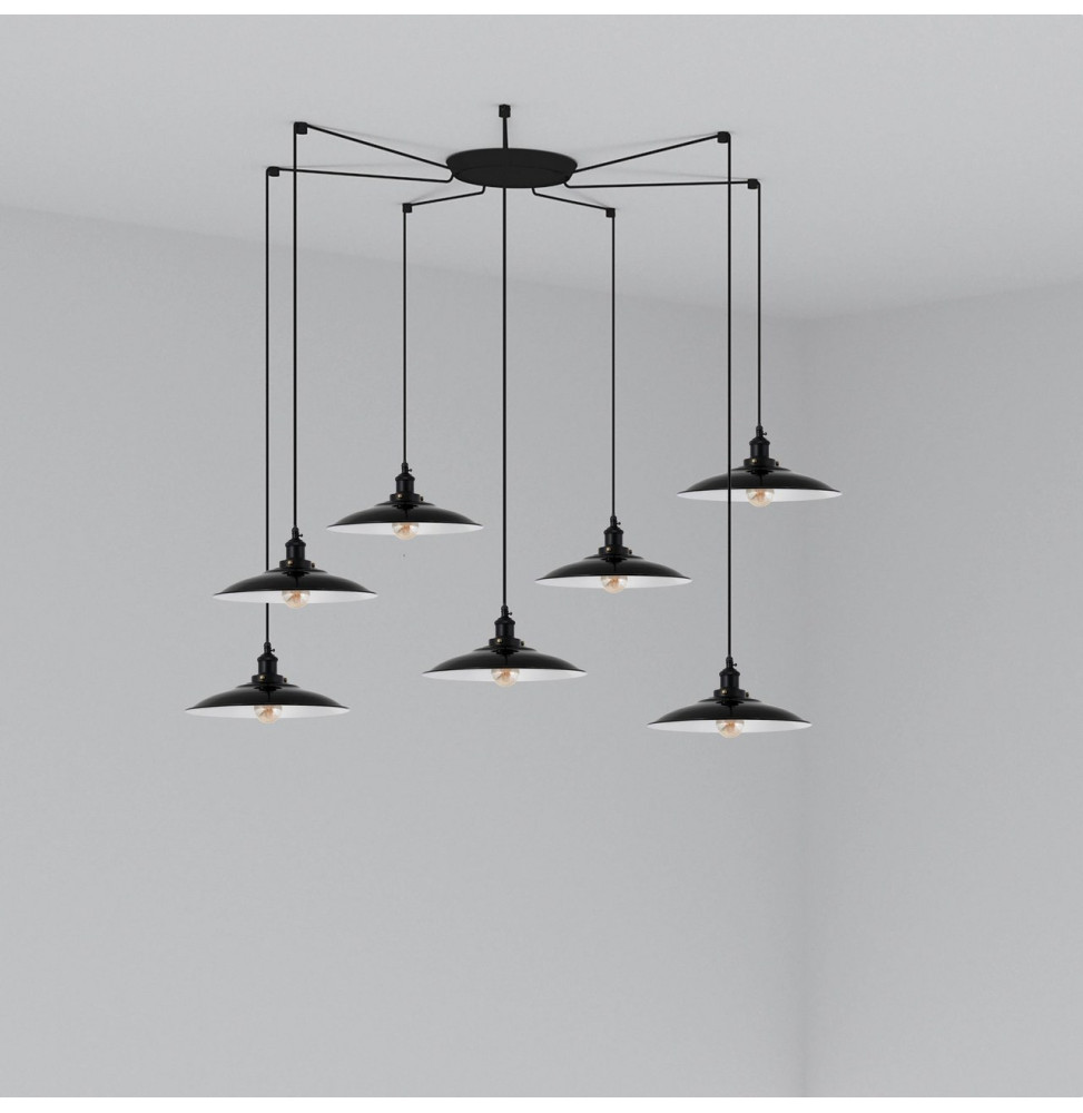 FARO - Luminaria suspendida LANG E27 7 lámparas negro