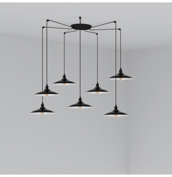 FARO - Luminaria suspendida LANG E27 7 lámparas negro
