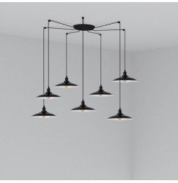 FARO - Luminaria suspendida LANG E27 7 lámparas negro