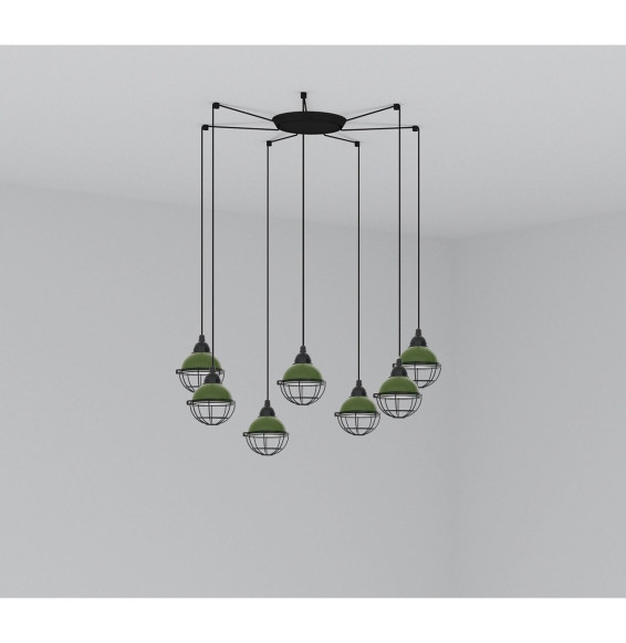 FARO - Luminaria suspendida CLAIRE E27 15W 7 lámparas verde