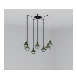 FARO - Luminaria suspendida CLAIRE E27 15W 7 lámparas verde