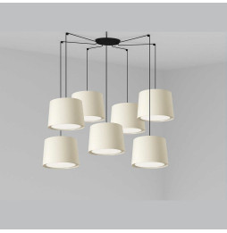 FARO - Luminaria suspendida CONGA negro E27 500x350mm blanca 7 lámparas
