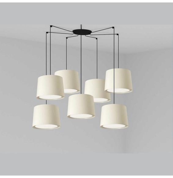 FARO - Luminaria suspendida CONGA negro E27 500x350mm blanca 7 lámparas