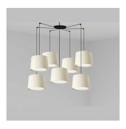FARO - Luminaria suspendida CONGA negro E27 500x350mm blanca 7 lámparas