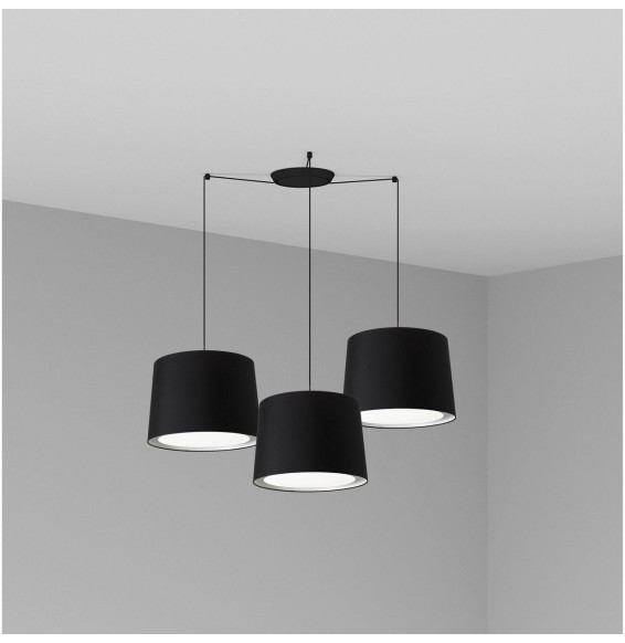 FARO - Luminaria suspendida CONGA negro E27 500x350mm negra 3 lámparas