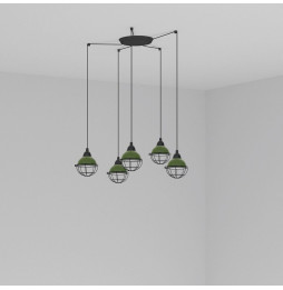 FARO - Luminaria suspendida CLAIRE E27 15W 5 lámparas verde