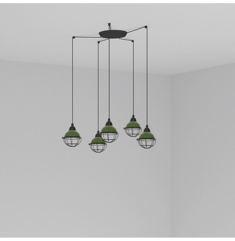 FARO - Luminaria suspendida CLAIRE E27 15W 5 lámparas verde