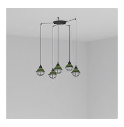 FARO - Luminaria suspendida CLAIRE E27 15W 5 lámparas verde