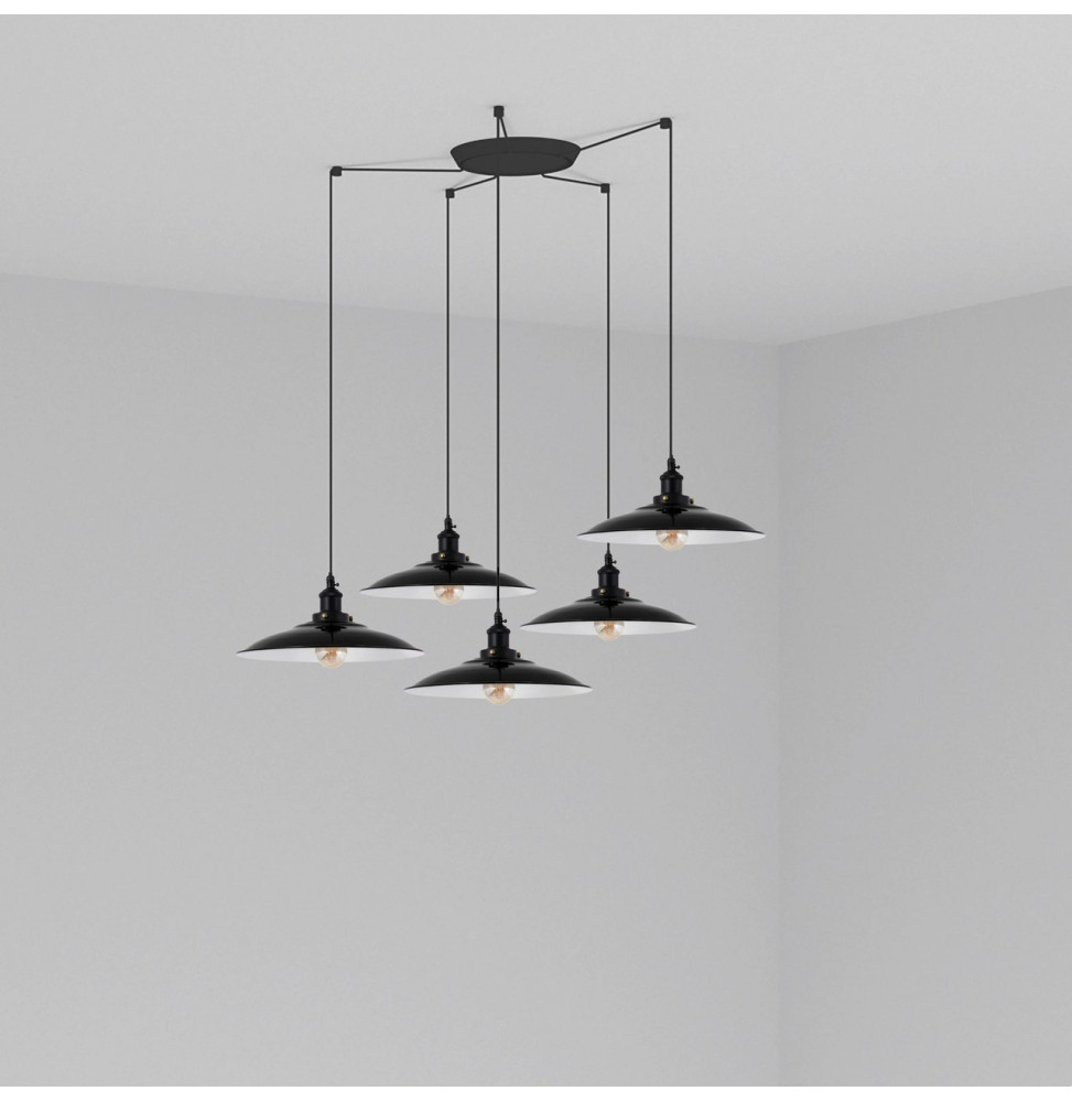 FARO - Luminaria suspendida LANG E27 5 lámparas negro