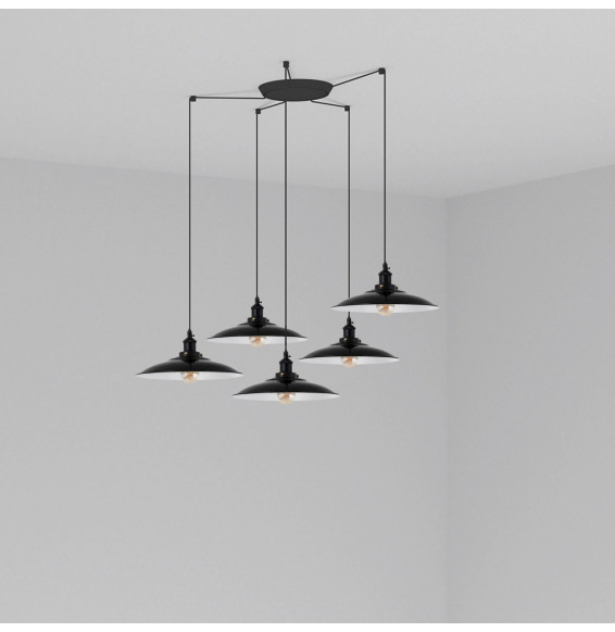FARO - Luminaria suspendida LANG E27 5 lámparas negro