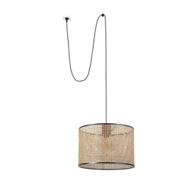 FARO - Luminaria suspendida MAMBO clavija pantalla ratán E27 diámetro 450x200mm