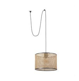FARO - Luminaria suspendida MAMBO clavija pantalla ratán E27 diámetro 450x200mm